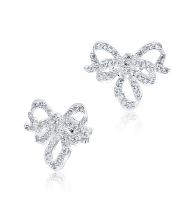 Pretty Ribbon Designed Silver Ear Stud STS-3231